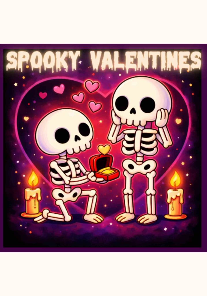 Skeletons celebrating Valentine's Day